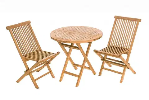 DEOKORK Záhradný skládací stôl IVORY ⌀ 80 cm (teak)