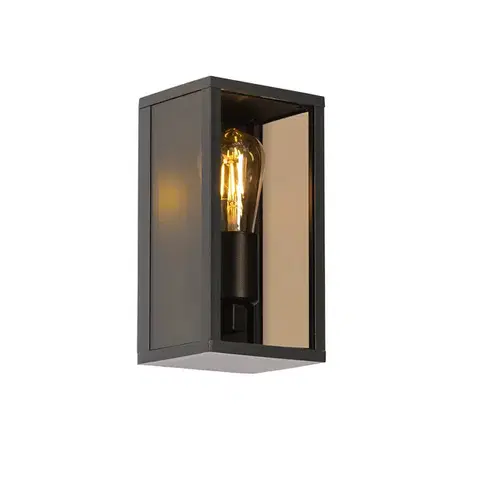 Vonkajšia nástenná lampa čierna s dymovým sklom 26 cm IP44 - Charlois