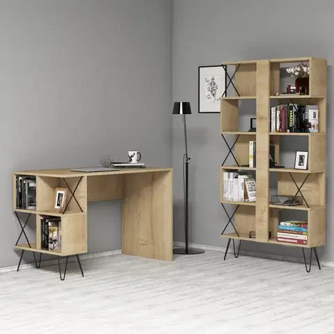 Písací stôl s knižnicou Extra - Oak