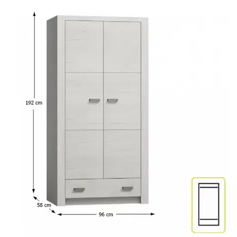KONDELA Infinity 1 2D šatníková skriňa jaseň biely