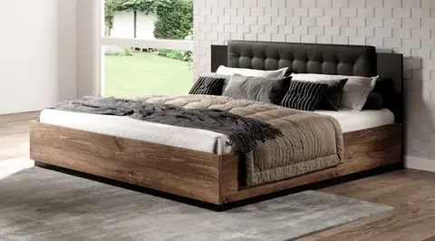 SYNONYM 32 manželská posteľ 180, dub Flagstaff/ čierna