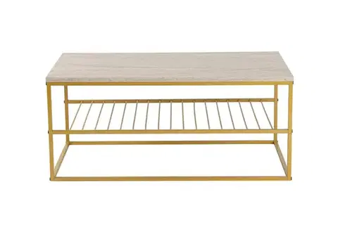Konferenčný stolík Asude - Gold, Travertine