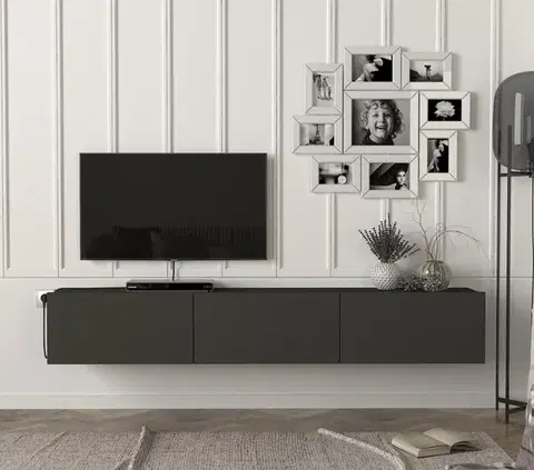 DOMEL TV stolík na stenu, antracit