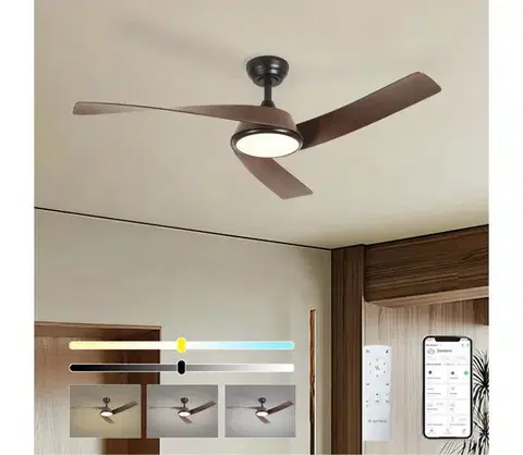 ZE - LED stropný látor AERYS LED/24W/230V Wi-Fi Tuya čierna/orech + diaľkové ovládanie ZEV044