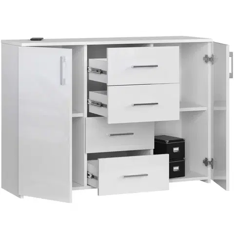 Komoda Torvi K 110 cm biela lesklá