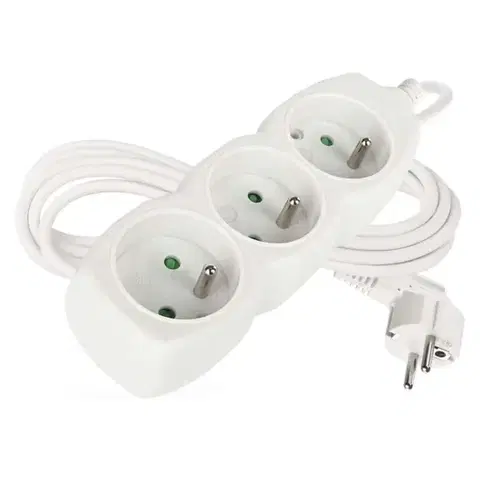 Predlžovací kábel s 3 zásuvkami 1,0 mm² KIKOK 3 m biely