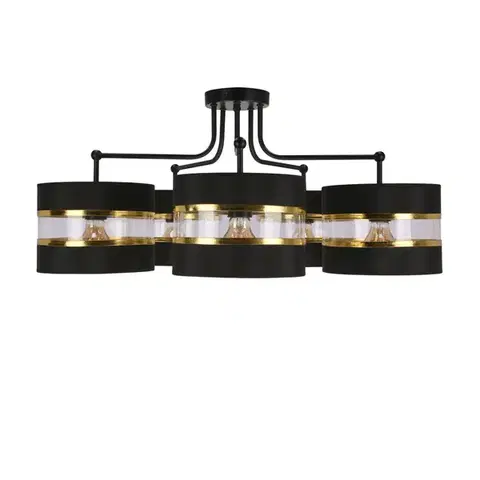 Závesná lampa Andy čierna, tienidlo E27, čierne+zlaté