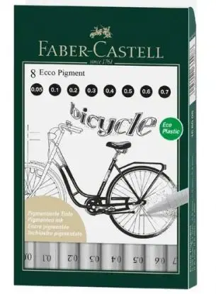 Popisovač Faber-Castell Ecco Pigment sada čierny 8 ks