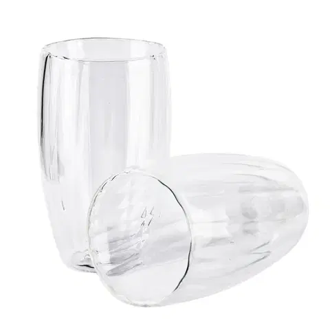 Súprava 2 ks sklenených hrnčekov PETER STRIPES 450 ml číra