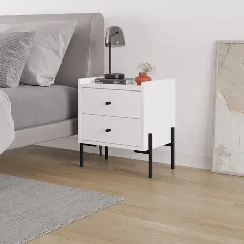MONACO nočný stolík na nožičkách, biela