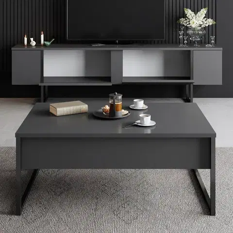 TV stolík Luxe - Anthracite, Black