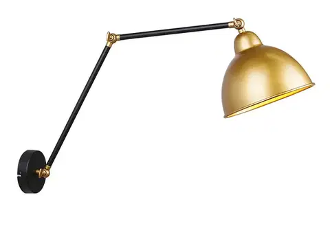 Nástenná lampa na nákladné auto čierno-zlatá 1X40W E27 zlatá