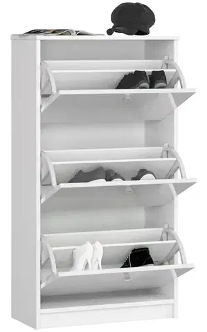 Skriňa na topánky Marienne 60 cm - 3 dvierka biely lesk