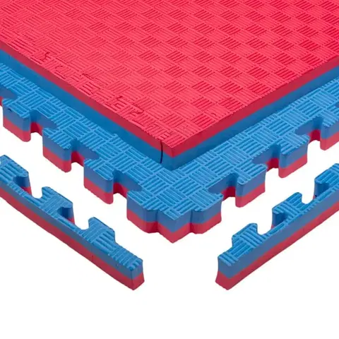 Puzzle tatami podložka inSPORTline Malmeida 100x100x4 cm Farba červeno-modrá, vzor 5 prúžkov