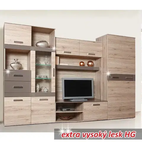 KONDELA Assor obývacia stena dub san marino / latte
