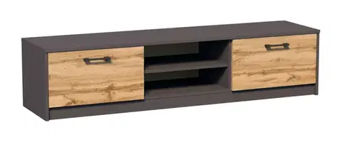 MAREK K028 TV stolík s dvierkami a policami 160cm, dub Wotan