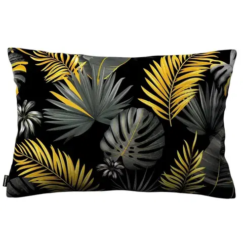 Dekoria Karin - jednoduchá obliečka, 60x40cm, grå-guld blade på en sort baggrund, 60 x 40 cm, Velvet, 185-81
