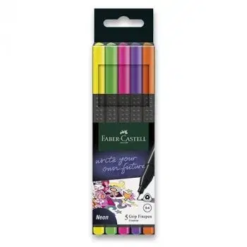 Fineliner Faber-Castell Grip Neon 5 ks