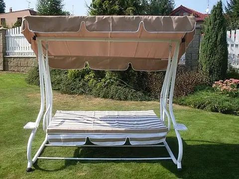 DEOKORK Záhradná kovová hojdačka BAHAMAS (modro biela)