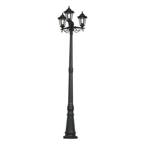 Klasické vonkajšie stĺpikové svietidlo čierne 217 cm IP44 - New Haven Hammered