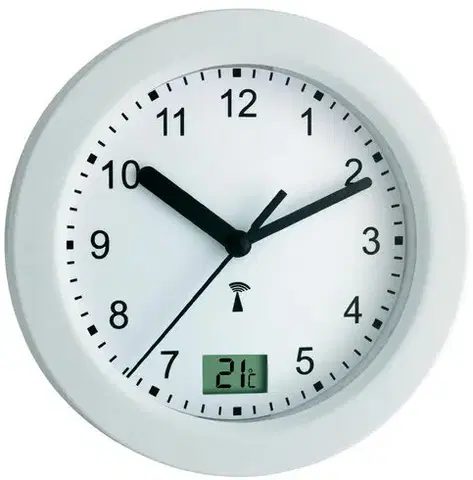 Nástenné DCF hodiny do kúpeľne, biele 17.5 cm
