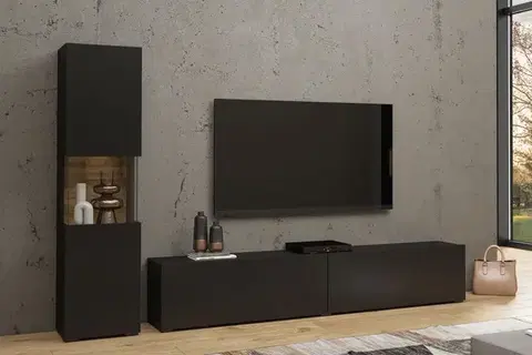 EMMA 09 moderný set skrinka + tv stolík čierna/ dub wotan