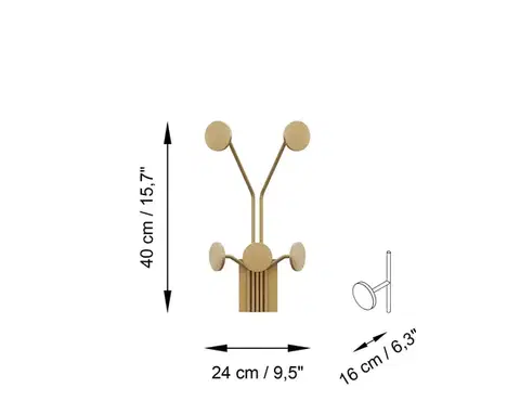 Nástenný kovový háčik Giraffe 24 cm zlatý