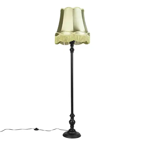 Inteligentná stojaca lampa čierna s tienidlom Granny zelená vrátane Wifi A60 - Classico