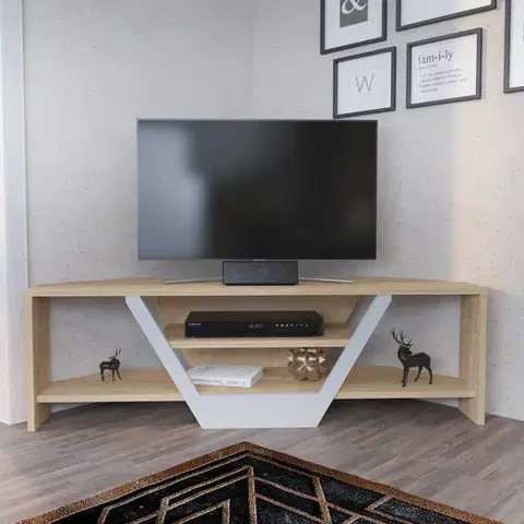 TV stolík Sares - Oak, White