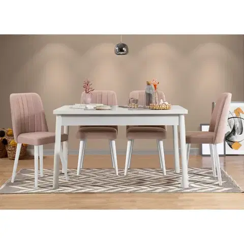 Set stola a stoličiek (5 kusov) Costa White-Stone