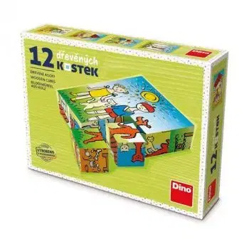 Drevené kocky Psíček a mačička 12 Dino