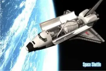 (B) 3D pohľadnica Space Shuttle
