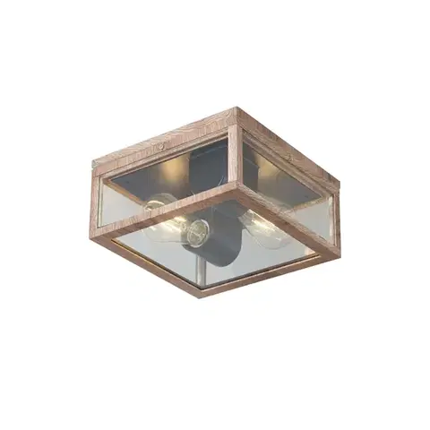 Priemyselné stropné svietidlo s drevenou potlačou IP44 2-Lights - Charlois