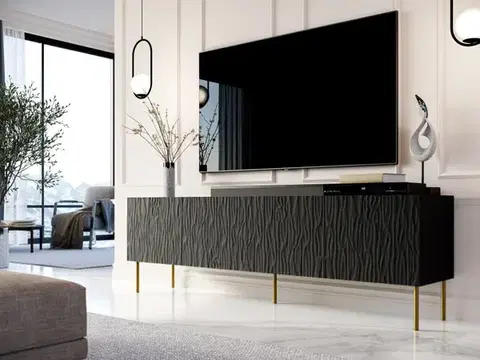 TV skrinka Jungle 190 cm čierna/zlatá