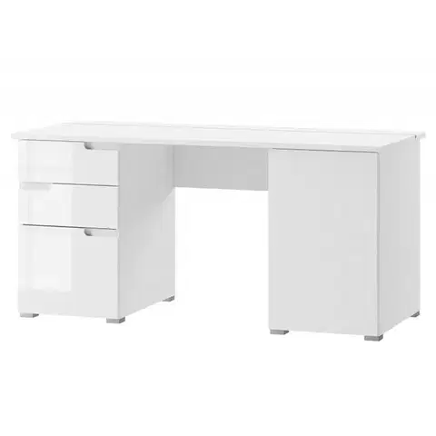 Písací stôl Selene 158 cm biely lesk/mat