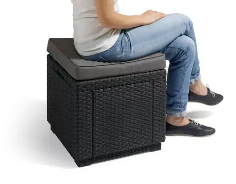 KETER Taburetka STOOL CUBE | hnedá