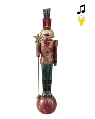 Vianočná LED figúrka Santa Lila Luskáčik s hudbou 65 cm viacfarebná