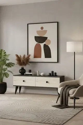 TV stolík Mona 120 - Anthracite, Travertine