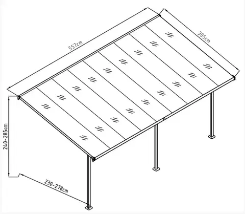 Pergola 557 x 305 cm (čierna + šedý polykarbonát)
