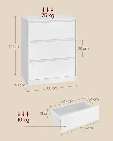 Komoda Vasagle Kailyn 60 cm biela II