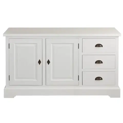 Dekoria Komoda Brighton 3 zásuvky + 2 dverí white, 140 cmx48 cmx80 cm
