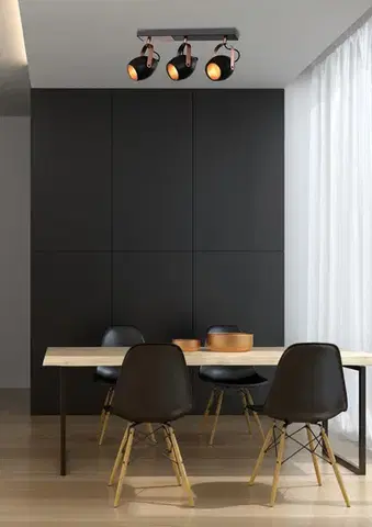 Čierno-medená nastaviteľná bodová lampa E14 3x40W Anica