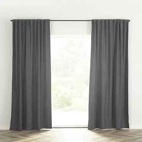 Dekoria Záves BASIC s navliekacou riasiacou páskou 140x260 cm tmavosivy šenil 1 ks., 140 cm x 260 cm