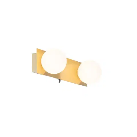 Nástenná lampa zlatá 28 cm IP44 2-svetlo s vypínačom - Cederic