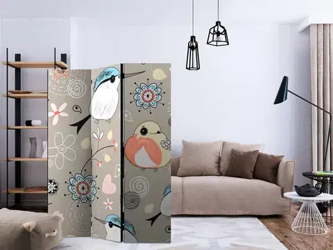 Paraván Natural pattern with birds Dekorhome