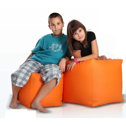 Sedací vak taburetka Cube L ekokoža TiaHome - svetlo hnedá