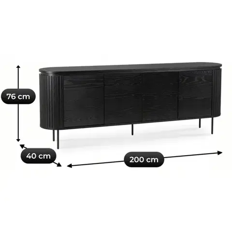 Komoda Beck 200 cm čierna
