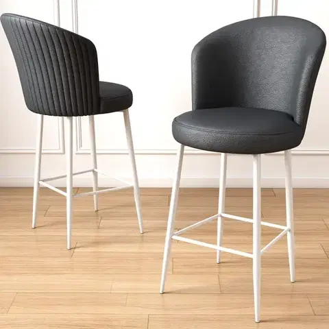 Bar Stool Set (4 Pieces) Uras - Anthracite, White