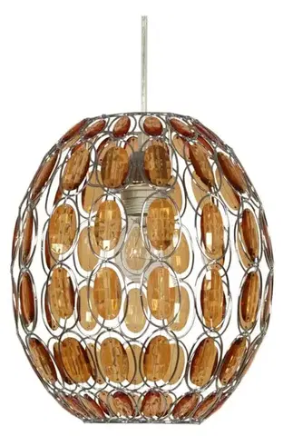 Oranžová závesná lampa s kryštálmi Selma