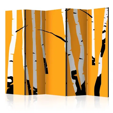 Paraván Birches on the orange background Dekorhome